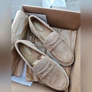 Tan Patina Suede Zoe Chunky Loafers